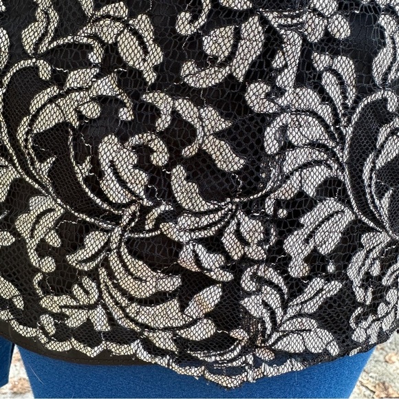 Y2K LOFT Square Neck Black Floral Mesh Velvet Camisole Top Women’s Size 12 - Picture 8 of 15